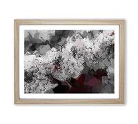 Winters Bloom Flowers In Abstract Modern Art Framed Wall Art Print, Ready to Hang Picture for Living Room Bedroom Home Office Décor, Oak A4 (34 x 25 cm)