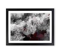 Winters Bloom Flowers In Abstract Modern Art Framed Wall Art Print, Ready to Hang Picture for Living Room Bedroom Home Office Décor, Black A2 (64 x 46 cm)