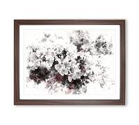 Winters Bloom Flowers Watercolour Modern Framed Wall Art Print, Ready to Hang Picture for Living Room Bedroom Home Office Décor, Walnut A3 (46 x 34 cm)