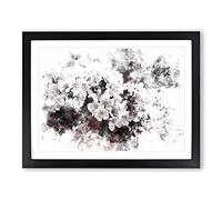 Winters Bloom Flowers Watercolour Modern Framed Wall Art Print, Ready to Hang Picture for Living Room Bedroom Home Office Décor, Black A4 (34 x 25 cm)