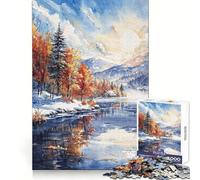 Winters Dawn Reflection Jigsaw Puzzles for Adults 1000 Piece Mental Exercise Mindful Leisure Snug Lock (38x52cm)
