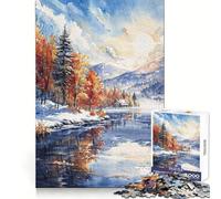 Winters Dawn Reflection Jigsaw Puzzles for Adults 1000 Piece Mental Exercise Mindful Leisure Snug Lock (38x26cm)