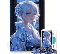 Winter's Gentle Embrace︰ Anime Girl in Kimono 1000 Piece Jigsaws for Adults Brain Sharp Game Smooth Burr Free Surface Fascinating Hobby for Idle Moments (50x75cm)