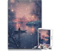 Winters Night on Water Teenagers 1000 Pieces Puzzle Educational Reasoning Skill Game Ideal Thoughtful Gift for All Events Size 50x75cm