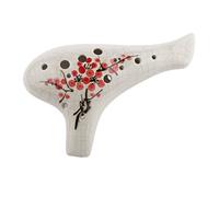 Wintersweet Floral Portable Instrument 12 Holes Ceramic Musical Ocarina, White