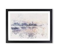 Wintertime at Lake Bled in Slovenia Watercolour Framed Print | A2 Black Framed Wall Art | Ready to Hang | Modern Landscape Picture | Living Room Bedroom Lounge Office