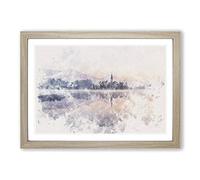 Wintertime at Lake Bled in Slovenia Watercolour Framed Print | A2 Oak Framed Wall Art | Ready to Hang | Modern Landscape Picture | Living Room Bedroom Lounge Office