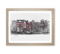 Wintertime In Amsterdam Netherlands In Abstract Modern Art Framed Print | A3 Oak Framed Wall Art | Ready to Hang | Abstract Fantasy Picture | Living Room Bedroom Lounge Office