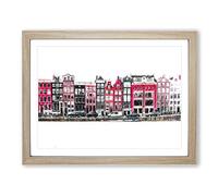 Wintertime In Amsterdam Netherlands Painting Modern Art Framed Wall Art Print, Ready to Hang Picture for Living Room Bedroom Home Office Décor, Oak A4 (34 x 25 cm)