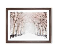 Wintertime In Central Park New York City Modern Art Framed Print A3 Walnut