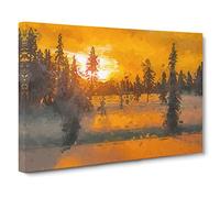 Wintertime In Norway Canvas Print | Gallery Wrapped 30mm Frame Wall Art | 20x14 inches | Ready to Hang | Abstract Picture | Living Room Bedroom Lounge Office