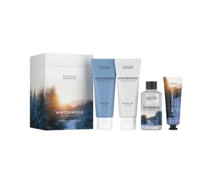 Winterwood Gift Cube - 4-Piece Winter Skincare Set with Body Wash, Body Butter, Bath Soak & Hand Cream - Spiced Caramel Scent