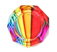 Winterworm 10CM Octagon Crystal Ashtray Business Ash Trays Non-Slip Mat Cigarette Ash Holder Gift for Dad Business Gift (Rainbow)