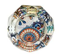 Winterworm 10CM Octagon Crystal Ashtray Business Ash Trays Non-Slip Mat Cigarette Ash Holder Gift for Dad Business Gift (Mandala)
