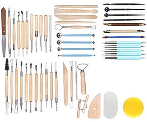 Winterworm 51pc Pottery Clay Sculpting Tools, Pottery Carving Tool Complete Universal Pottery Tool Kit Detailing Clay Tool Craft Set for Sculpting Molding Clay Ceramics Sculpture Carving Design