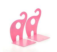 Winterworm Cartoon Cute Elephant Pattern Nonskid Metal Office Desk Bookends (Pink)