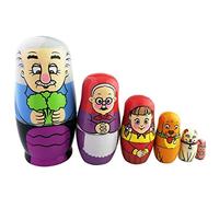 Winterworm Set of 6 Farm Family Russian Doll Glazed Stacking Toy Handmade Nesting Doll for Kids Stocking Stuffer