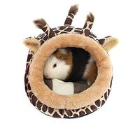 Winterworm Soft Plush Pet Cave Pet Bed with Removable Pad for Hamster Hedgehog Guinea Pig Baby Cat (Giraffe, L)