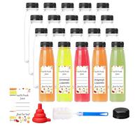 wintfarm 20pcs 10oz/300ml Empty Plastic Juice Bottles with Caps, Reusable Water Bottle, Clear Bulk Drink Containers with Black Tamper Evident Lids for Juicing,Smoothie (20pcs 10oz/300ml)