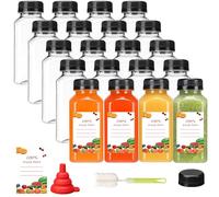 wintfarm 20pcs 8oz/240ml Empty Plastic Juice Bottles with Caps, Reusable Water Bottle, Clear Bulk Drink Containers with Black Tamper Evident Lids for Juicing,Smoothie,Drinking and Other Beverages