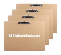 Wintfarm 4 Pack A3 Clipboard Landscape, Extra Large Wooden Clip Board for Drawing, A3 Drawing Clipboards Horizontal with Low Profile Clip for Artist Sketch