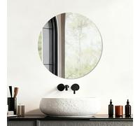 wintfarm 40cm Round Bathroom Mirror, Frameless Glass Self Adhesive circle mirror for Bathroom, Living Room, Entryways, Hallway, Dressing Table