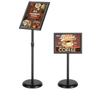 wintfarm A4 Display Stand,Sign Holder Adjustable Poster Stand Interchangeable Advertising Stand Floor Display With Stable Round Base,Heavy Duty Display Stand For Exhibition,Restaurant,Wedding (A4)