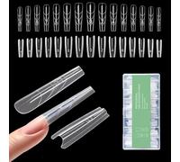 Wintfarm Sandwich Nail Dual Forms,240Pcs 15 Size Top and Bottom Design Nail Forms for Gel Builder, Nails Extension Kit for Beginner & Professional,Long Coffin (Long Coffin)