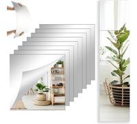 wintfarm Self Adhesive Mirror Tiles,8 Pcs 30x30cm (2mm Thick) Stick On Mirrors For Walls,Acrylic Stick On Mirrors For Wardrobe Doors Bathroom Livingroom Bedroom Decor (8)