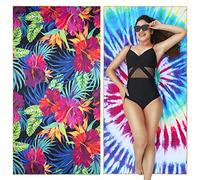 Winthome 2 Pack Beach Towel for Adults - Large Microfibre Beach Towel Quick-Dry, Sand Free, Lightweight, With Bag for Beach, Pool, Camping, Yoga & Outdoor Bloom 90×180cm
