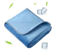 Winthome Cooling Blanket, Double-Sided Throw Blanket with Japan Q-max>0.5 Cooling Fibre for Night Sweats Throw/Single Size Navy blue 130 × 170cm