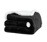 Winthome Double-Layered Sherpa Fleece Throw Blanket - Ultra Soft, Breathable & Warm Thick Blanket, Eco-Friendly Microfiber Blankets for Bed, Sofa Machine Washable Throw/Single Size Black 130 * 170cm