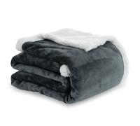 Winthome Double-Layered Sherpa Fleece Throw Blanket - Ultra Soft, Breathable & Warm Thick Blanket, Eco-Friendly Microfiber Blankets for Bed, Sofa Machine Washable Throw/Single Size Grey 130 * 170cm