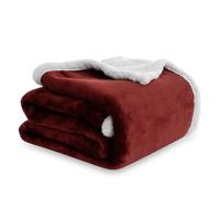 Winthome Double-Layered Sherpa Fleece Throw Blanket, Warm and Thick | Ultra Soft, Breathable & Warm Thick Blanket, Eco-Friendly Fleece Blankets for Bed, Sofa, Twin/Double Size Burgundy 150*200cm