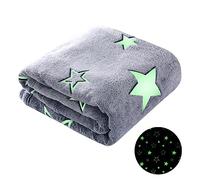 Winthome Glow in Dark Blanket, Soft Flannel Fleece Stars Blanket,All Season Throw Blanket for Kids (Grey, 130x170cm)