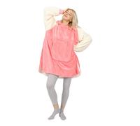 Winthome Hoodie Blanket, Super Soft Warm Sweatshirt Blanket with Giant Pocket, Oversized Blanket Hoodie for Women Men Adult (Pink/Cream, M)