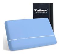 Winthome Memory Foam Pillow for Deep, Restful Sleep, Two-Sided Soft and Firm Neck Pain Pillow, 0 Glue, Slow Rebound, Suitable for Side, Back and Stomach Sleepers with Washable Cover (Blue)