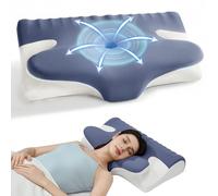 Winthome Memory Foam Pillow for Neck Pain, Restorative Sleep Cervical Pillow, 60D Slow Rebound Ergonomic Pillow with Removable Cover (Blue)