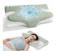 Winthome Memory Foam Pillow for Neck Pain, Restorative Sleep Cervical Pillow, 60D Slow Rebound Ergonomic Pillow with Removable Cover (Green)
