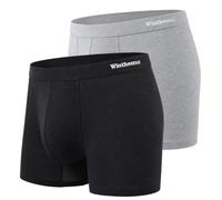 Winthome Mirco Modal Mens Underwear Trunks, Super Breathable and Soft Mens Boxer Multipack of 2, Comfortable Covered Waistband, No Itchy Labels Underpants Black/Heather Grey