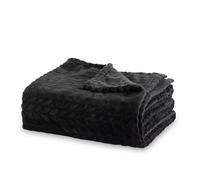 Winthome Soft Throw Blanket for Sofa Bed, Warm Fleece Blankets for Adult, Cozy for All Seasons (Black, Single/130x170cm)