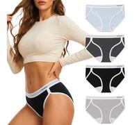 Winthome Womens Underwear High-Cut Sporty Knickers, 50s Combed Cotton Briefs, Non-Binding Legs - No Ride-Up - No Slipping, Breathable Soft Ladies Underwear for Gym & Daily Wear