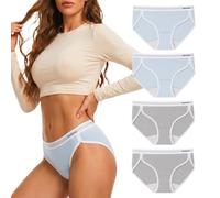 Winthome Womens Underwear High-Cut Sporty Knickers, 50s Combed Cotton Briefs, Non-Binding Legs - No Ride-Up - No Slipping, Breathable Soft Ladies Underwear for Gym & Daily Wear