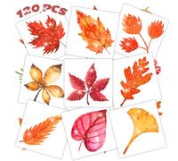 winthrop 120 Pcs Glitter Autumn Temporary Tattoos for Kids, Individually Wrapped Waterproof Safety Thanksgiving Tattoos, Maple Leaves, Best Choice for Fall Goody Bag Stuffers, 60 Different Designs