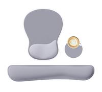 WINTOJO Wrist Rest Support for Mouse Pad Keyboard Set Circle Coaster Gaming Mouse Pad Ergonomic Gel Memory Foam Set for Computer, Laptop, Office, Pain Relief, Comfortably Typing Grey KM-31