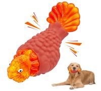 WinTour Indestructible Tough Dog Toys for Aggressive Chewers, Puppy Interactive Toy, Turkey Squeaky Chew Toys for Medium and Large Dogs, Orange