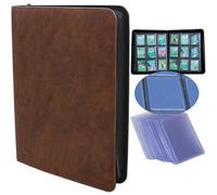 WINTRA Elegant Brown Leather 9-Pocket Toploader Binder, Holds 324 Top loader, 9-Pocket card Album for 3" x 4" Rigid Card Holder,Great Gift for Card Collector (Brown)