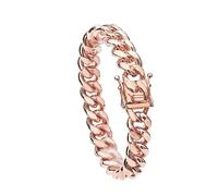 WinTrend Cuban Link Chain Necklace or Bracelet With Design Box Clasp for Men 10MM/14MM Rose Gold Stainless Steel Hip Hop Miami Curb Chains 7.5-30 inch, Stainless Steel, nothing
