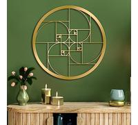 WINUSD 12in Fibonacci Spiral Gold Metal Wall Art, Math Art Fibonacci Spiral Metal Wall Art Decor, Geometric Wall Decoration for Living Room, Office, Outdoor, Indoor