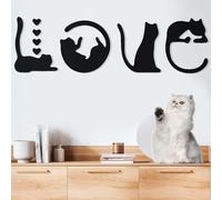 WINUSD 2025 Cat Black Metal Wall Art, 8 Piece Metal Artwork for Wall, 3D Modern Black Wall Decor, 4pcs Black Cat Metal Wall Art for Living Room & 4pcs Love Signs for Home Decor